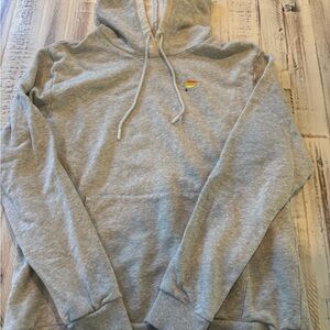 Fabletics Light Gray Hoodie with Rainbow Accent